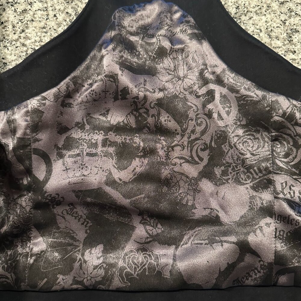 Guess Cropped Vest Womens Size Small Black Grommet Detail Front Hook Closure - Picture 6 of 7